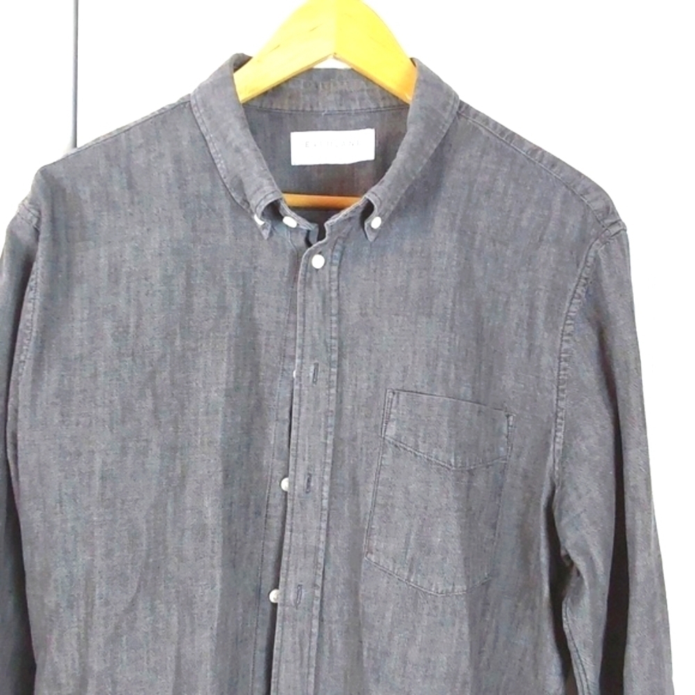 Everlane|Mens Gray Cotton Button Down Longsleeve Dress Shirt Neutral Sz.XL